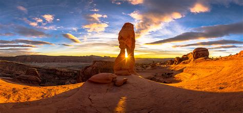 Picture Rays Of Light Usa Panoramic Delicate Arch Crag Nature Sky