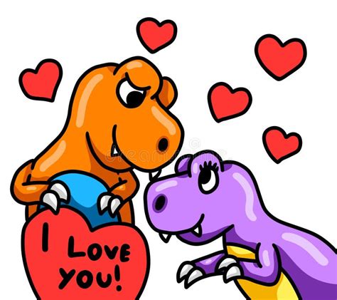 Dinosaurios En Amor Stock De Ilustración Ilustración De Rosa 111331956