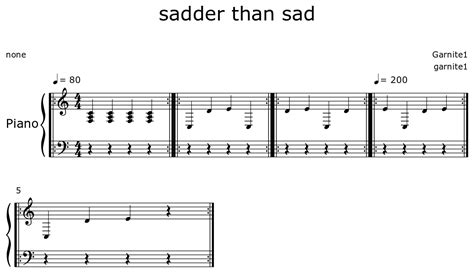 Sadder Than Sad Sheet Music For Piano