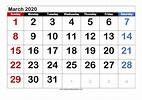 Free March 2020 Printable Calendar - Calendar Letters