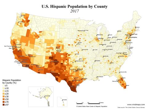 Us Hispanic Population By County 1990 2017 Vivid Maps
