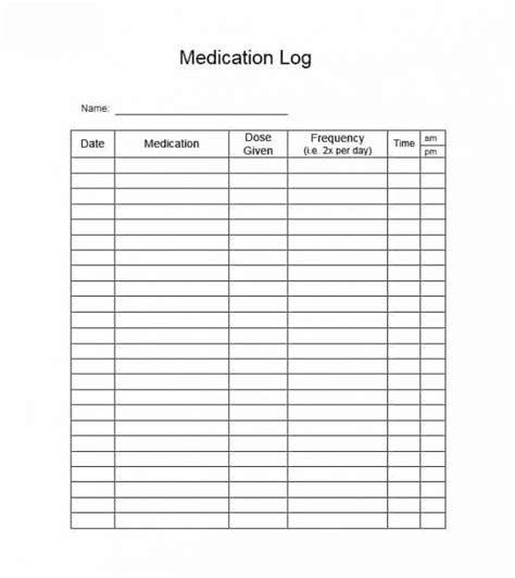 Free Printable Medication Log Pdf Printable Templates