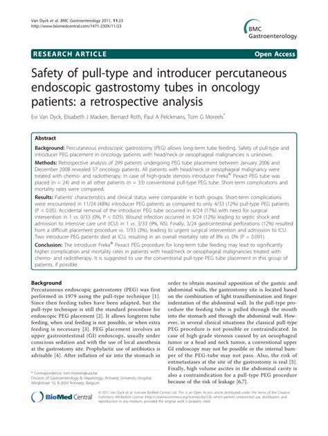 Pdf Safety Of Pull Type And Introducer Percutaneous Endoscopic