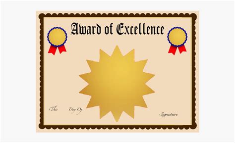 Clip Art Award Templates Free Award Of Excellence Certificate