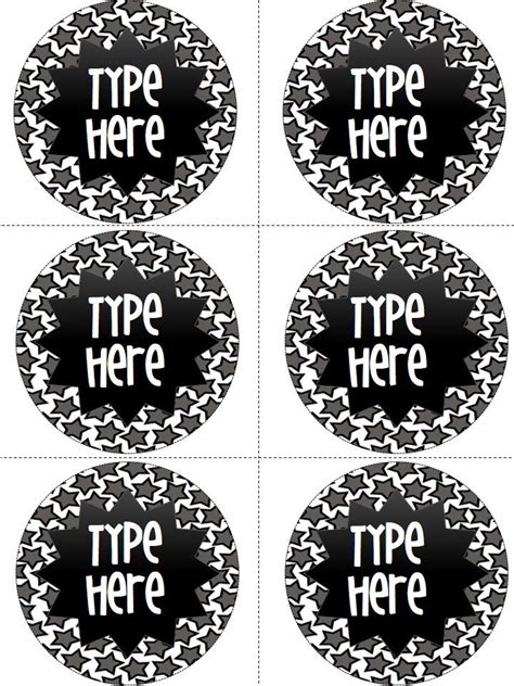 Editable Circle Labels Grey Star Round Labels Classroom Labels
