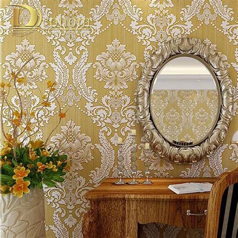 Modern Damask 3d Embossed Texture Decor Wallpaper Plain Solid European