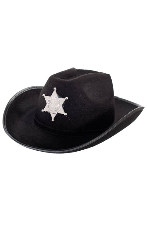 Black Deputy Sheriff Hat Western Black Cowboy Costume Hat