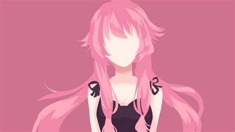 Wallpaper Gasai Yuno Mirai Nikki Minimalism Pink Hair Anime Girls