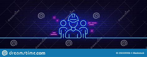 Engineering Team Line Icon Engineer Or Architect Group Sign Neon