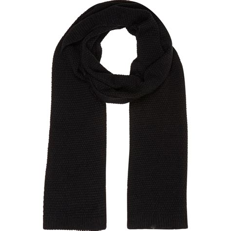 Lyst River Island Black Knitted Scarf In Black For Men