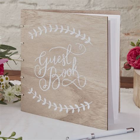 Boho Wooden Wedding Guest Book By Ginger Ray