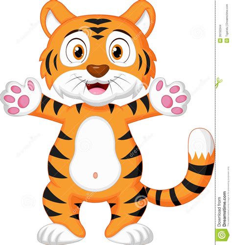 Cute Baby Tiger Cartoon Stock Vector Illustration Of