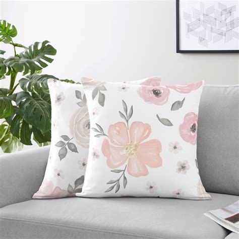 Watercolor Floral Pink And Grey Collection Decorative
