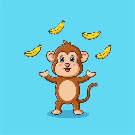 Premium Vector Funny Monkey Acrobatic Throwing Banana Isolated