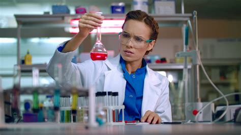 Chemist In Lab Chemical Engineering Female Chemist Working With