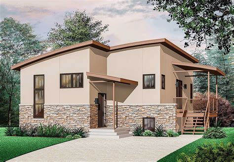 Narrow Lot Contemporary House Plan 21676dr Architectural Designs