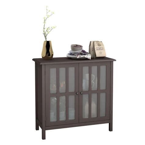Storage Buffet Cabinet Glass Door Sideboard Console Table Server Display Brown 129 95 Picclick