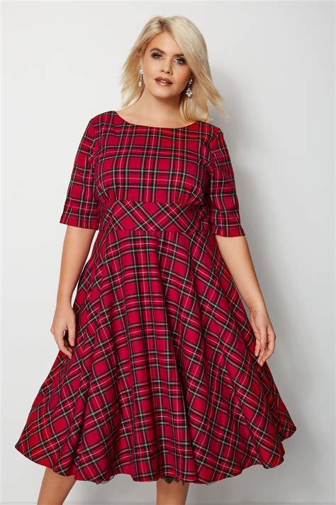 Hell Bunny Red And Multi Tartan Print Irvine Dress Plus Size 16 To 32