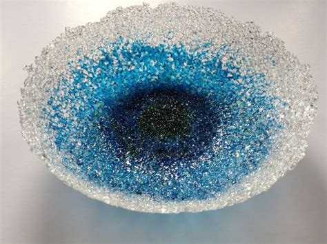 Blue Fused Glass Frit Bowl Fused Glass Fused Glass Art Broken Glass Art