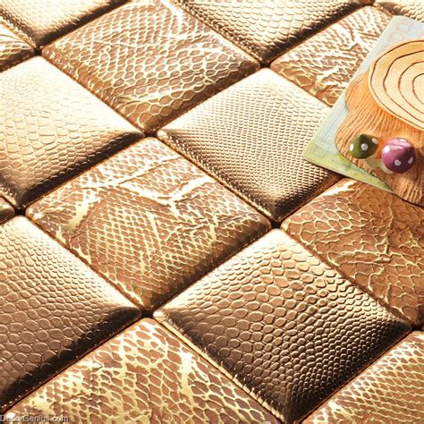 Decorgenius Gold Mosaic Floor Tile Home Living Room Leather Backsplash