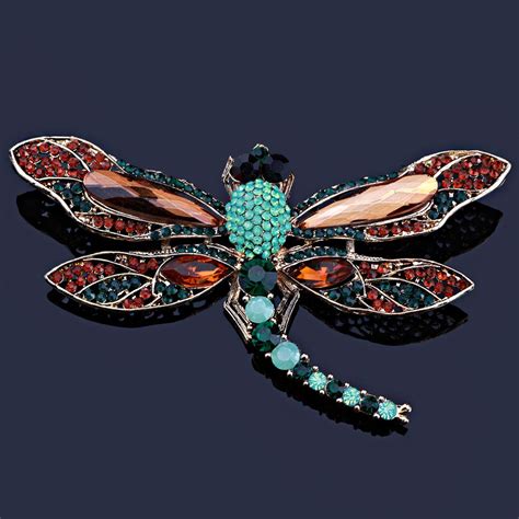 Luxury Crystal Large Dragonfly Brooch Vintage Rhinestone Brooch For