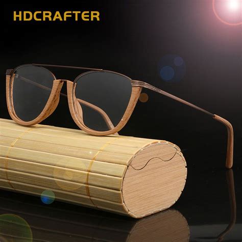 Hdcrafter Unisex Full Rim Round Wood Metal Double Bridge Frame Eyeglasses Lhb032 Wooden