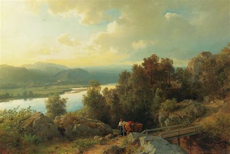 A Lakeside Landscape Painting By Hans Fredrik Gude Fine Art America