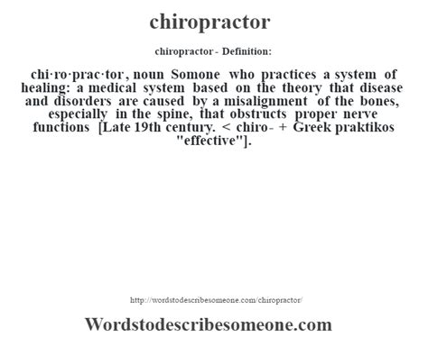 Chiropractor Definition Chiropractor Meaning Words To Describe Someone