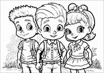 Three friends - Back to school Kids Coloring Pages