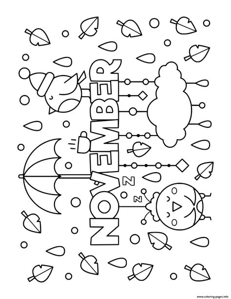 Fall November Coloring Page Printable