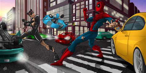 Catwoman Vs Spiderman By Duff03 On Deviantart