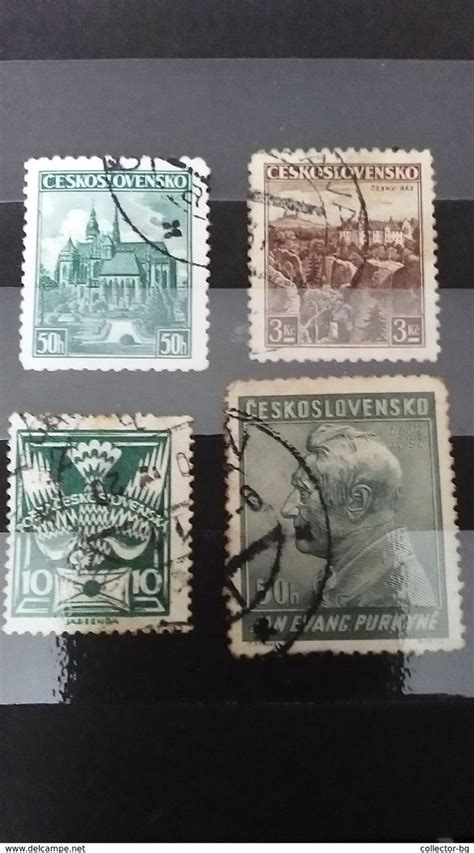 Rare Set Lot Czechoslovakia 31050 Kc Haleru Used Stamp Timbre For