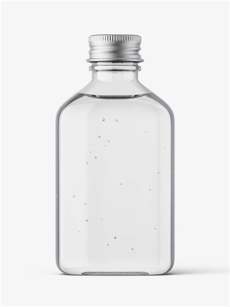 Square bottle with silver cap mockup / clear - Smarty Mockups