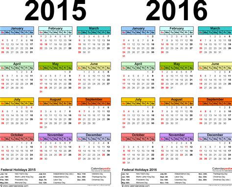 2015 2016 Calendar Free Printable Two Year Pdf Calendars Calendar