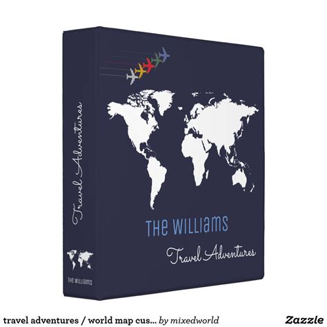 travel adventures world map custom blue binder travel album travel book travel journal