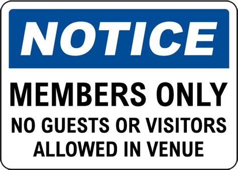 Members Only No Guests Or Visitors Allowed Sign Claim Your 10 Discount