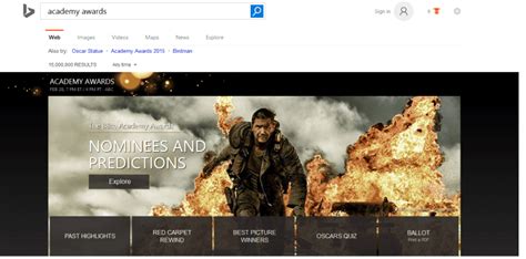 It is a quiz which provides the question about sport. Bing Rolls Out Red Carpet For The Oscars With Its "Academy ...