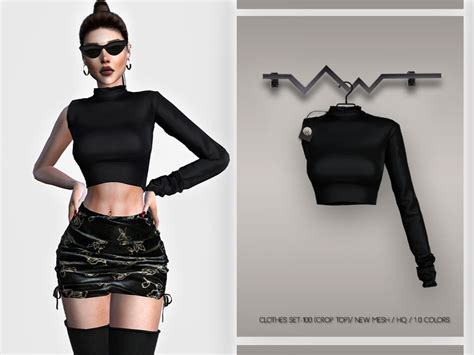 Busra Trs Clothes Set 100 Crop Top Bd375 Outfit Sets Sims 4 Mods