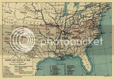 24x36 Vintage Reproduction Civil War Map North And South In 1861