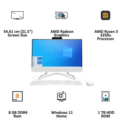 Buy Hp All In One 22 Df0202 Ryzen 3 Windows 11 Home All In One Desktop