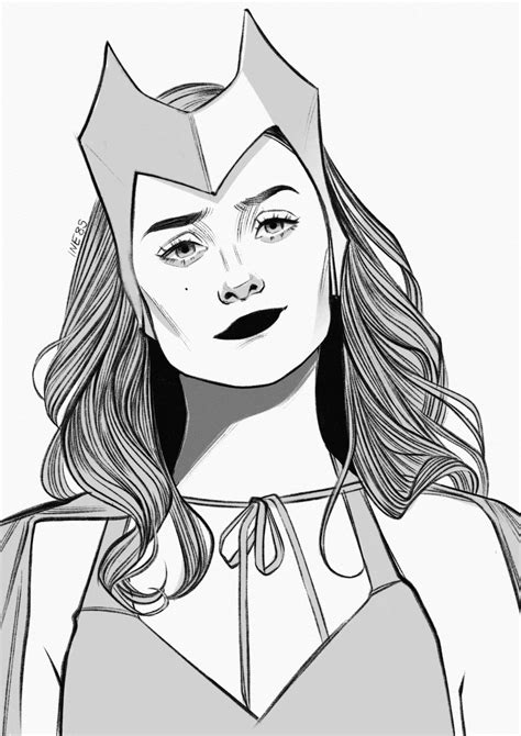 wandavision wanda maximoff art by inés Marvel drawings Superhero coloring Scarlet witch