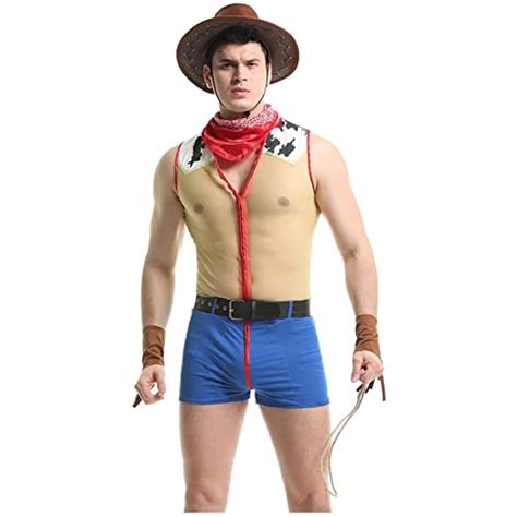 Nzwiluns Sexy Lingerie Set For Men Mens Cosplay Cowboy Costume Outfit See Through Temptation