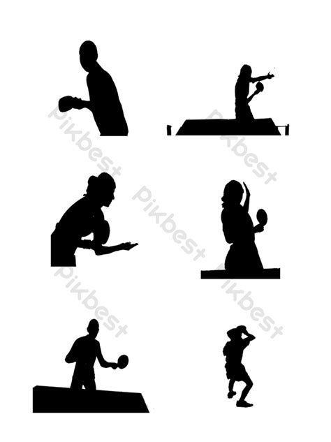 Silhouettes Of People Playing Table Tennis Psd Png Images Free