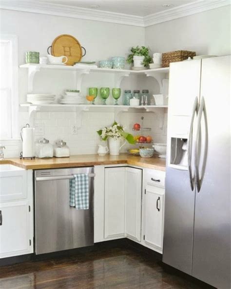 Make open shelving work in a corner space. 13 Kickin' Kitchens That Rock Open Shelving | Brit + Co