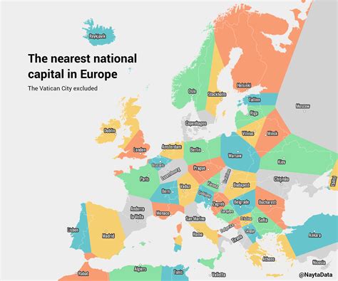 The Nearest National Capital In Europe Vivid Maps Map Europe