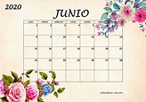 Plantilla JUNIO 2020 BONITO con FLORES | Calendario junio, Calendario ...