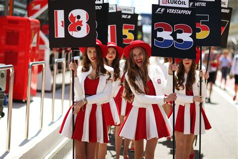 Grid Girls For Lance Stroll Williams Martini Racing And Max Verstappen