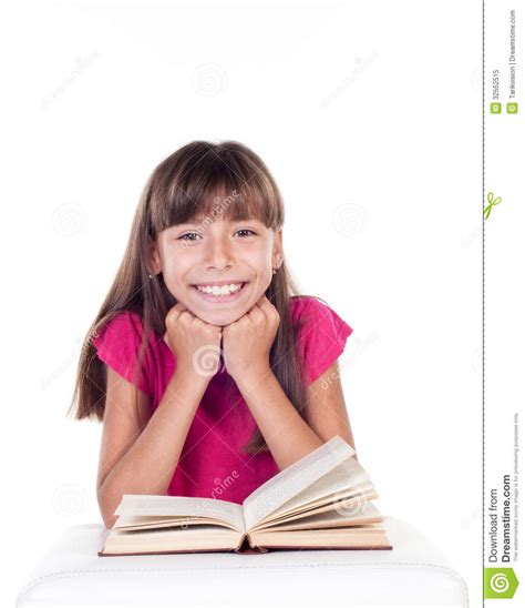 Cute Little Girl With Books School Portrait Stock Image