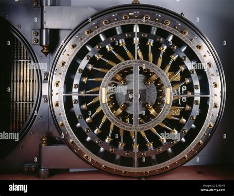 Bank Vault Door Featuring The Stainless Steel And Brass Locking