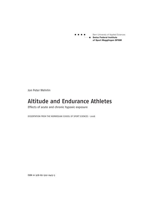 Pdf Altitude And Endurance Athletes Effects Of Acute And Chronic